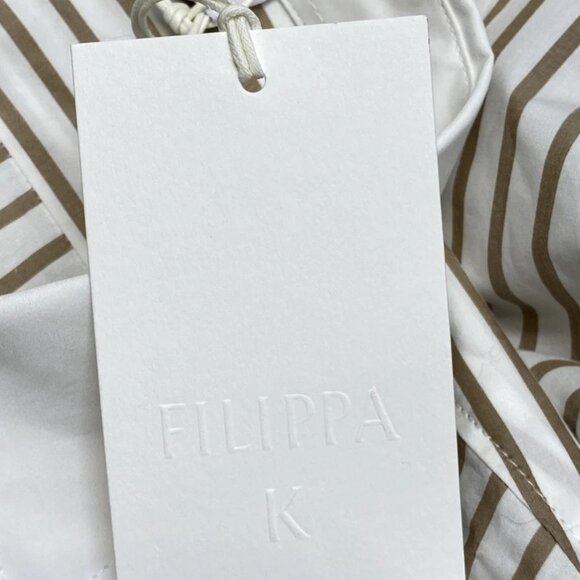 NEW FILIPPA K Women’s Tuxedo Shirt White/Light Brown Size 2 Cotton Striped - Picture 5 of 11